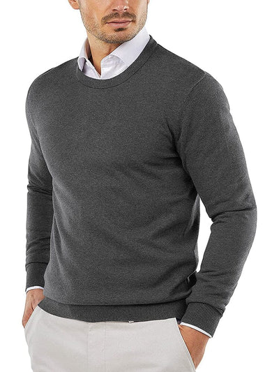 Crew Neck Slim Fit Pullover Knitted Sweater (US Only) Sweaters COOFANDY Store Dark Grey XS 