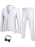 4 Pieces Suit Shawl Lapel Tuxedo Slim Fit Set (US Only) Suit Set COOFANDY Store White S 