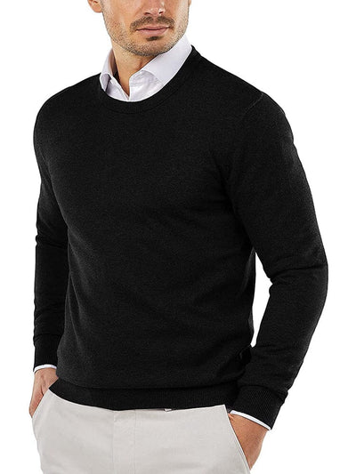 Crew Neck Slim Fit Pullover Knitted Sweater (US Only) Sweaters COOFANDY Store Black XS 