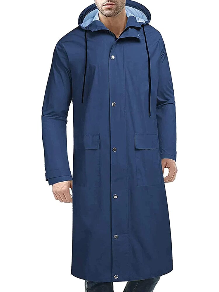 Hooded Waterproof Lightweight Long Raincoat (US Only) Coat COOFANDY Store Blue S 