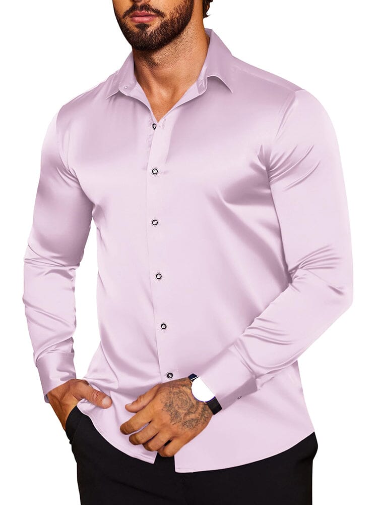 Modern Silk Stain Dress Shirts (US Only) Shirts & Polos coofandy Lavender S 