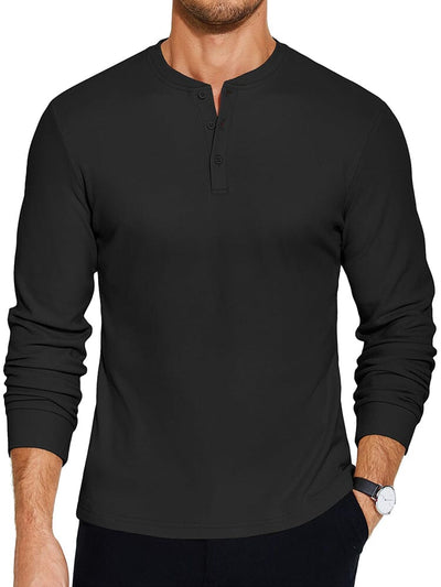 Urban Classic Simple Henley Shirt (US Only) T-Shirt coofandy Black S 