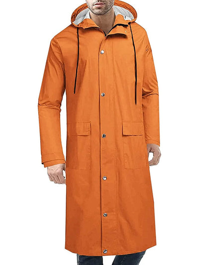 Hooded Waterproof Lightweight Long Raincoat (US Only) Coat COOFANDY Store Orange S 
