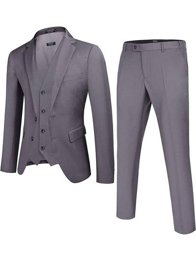 Solid Blazer Jacket Vest Pants Suits (US Only) Suit Set coofandy Light Grey XS 