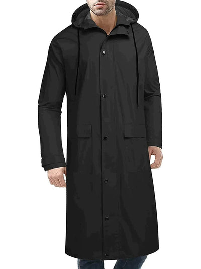 Hooded Waterproof Lightweight Long Raincoat (US Only) Coat COOFANDY Store Black XS 