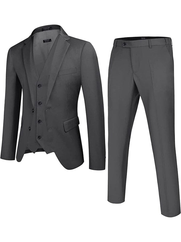Solid Blazer Jacket Vest Pants Suits (US Only) Suit Set coofandy Dark Grey XS 