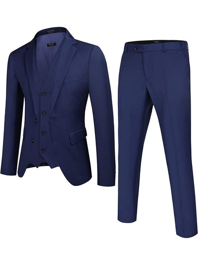 Solid Blazer Jacket Vest Pants Suits (US Only) Suit Set coofandy Blue XS 