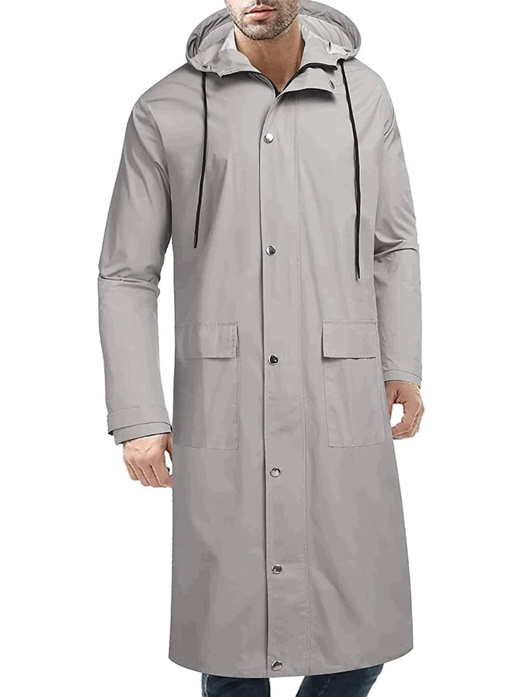 Hooded Waterproof Lightweight Long Raincoat (US Only) Coat COOFANDY Store Grey S 