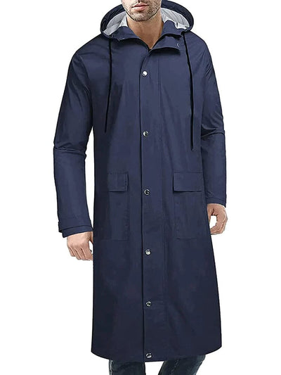 Hooded Waterproof Lightweight Long Raincoat (US Only) Coat COOFANDY Store Navy Blue S 