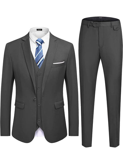 Wedding Formal Prom 3 Piece Slim Fit Tuxedo Suit Set (US Only) Suit Set Coofandy Dark Grey S 