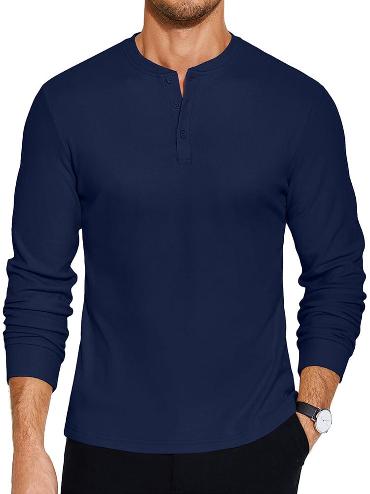 Urban Classic Simple Henley Shirt (US Only) T-Shirt coofandy Navy Blue S 