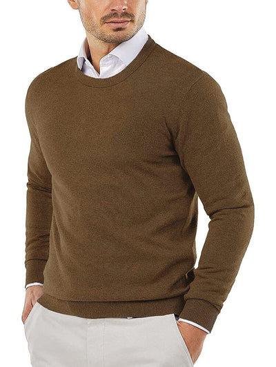 Crew Neck Slim Fit Pullover Knitted Sweater (US Only) Sweaters COOFANDY Store Coffee XS 