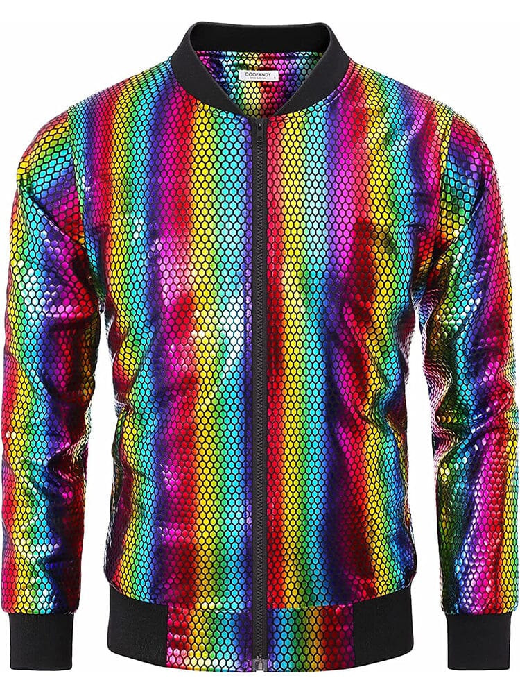 70s Disco Christmas Party Zip-up Jacket (US Only) Blazer COOFANDY Store Multicolor S 
