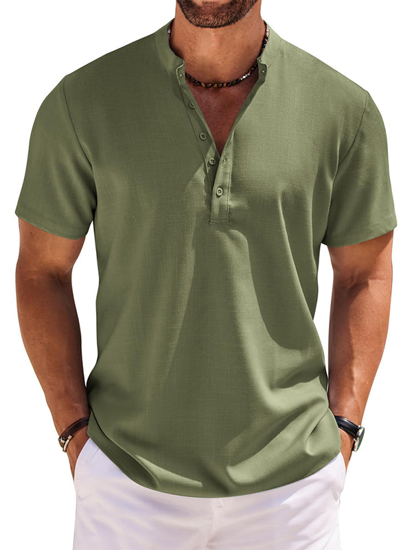 Casual Band Collar Henley Shirt (US Only)