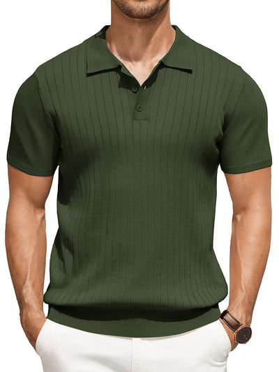 Casual Ribbed Knitted Polo Shirt (US Only)