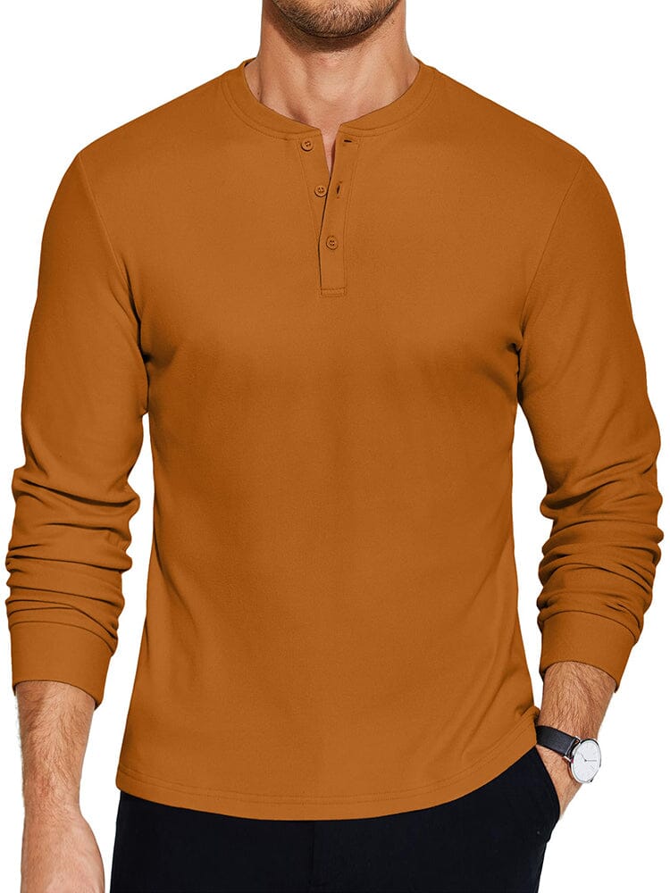 Urban Classic Simple Henley Shirt (US Only) T-Shirt coofandy Caramel Brown S 