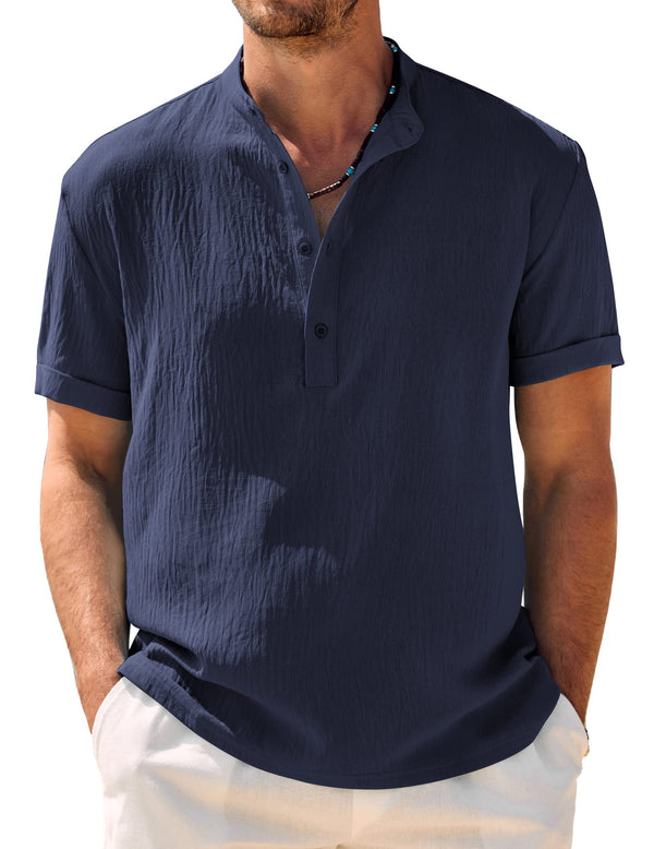 Casual Breathable Solid Henley Shirt (US Only)