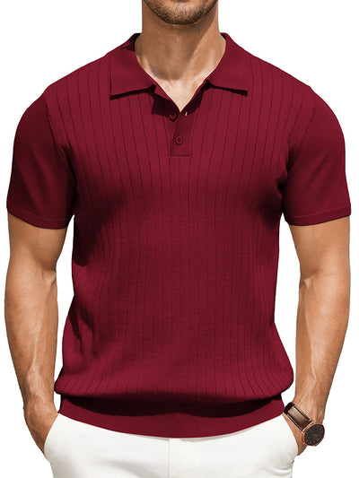 Casual Ribbed Knitted Polo Shirt (US Only)