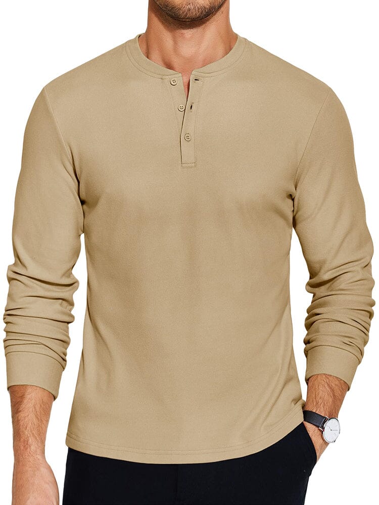 Urban Classic Simple Henley Shirt (US Only) T-Shirt coofandy Dark Khaki S 