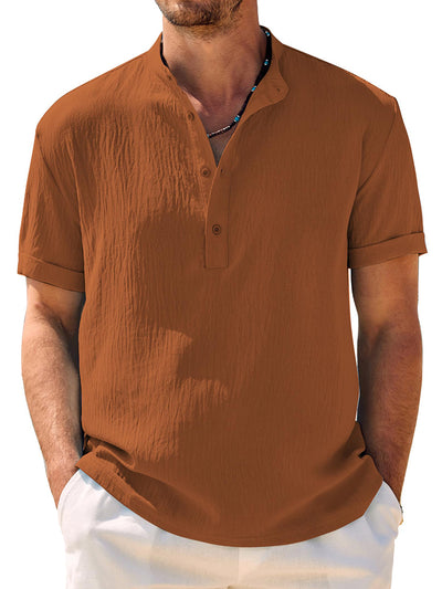 Casual Breathable Solid Henley Shirt (US Only)