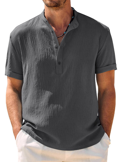 Casual Breathable Solid Henley Shirt (US Only)