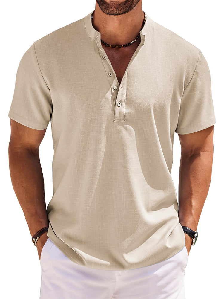 Casual Band Collar Henley Shirt (US Only)