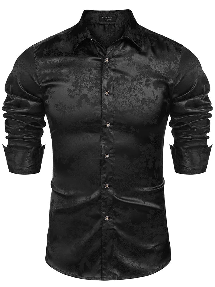 Modern Silk Stain Dress Shirts (US Only) Shirts & Polos coofandy Black S 