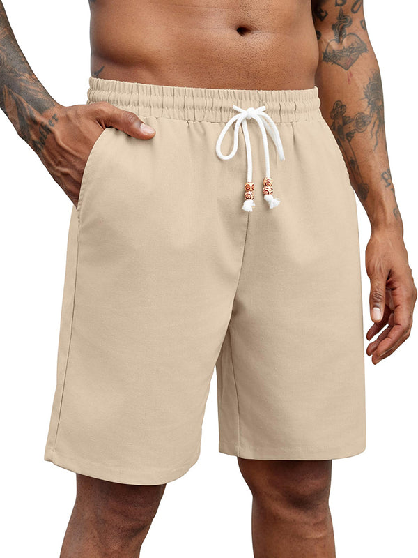 Casual Drawstring Linen Blend Shorts (US Only)