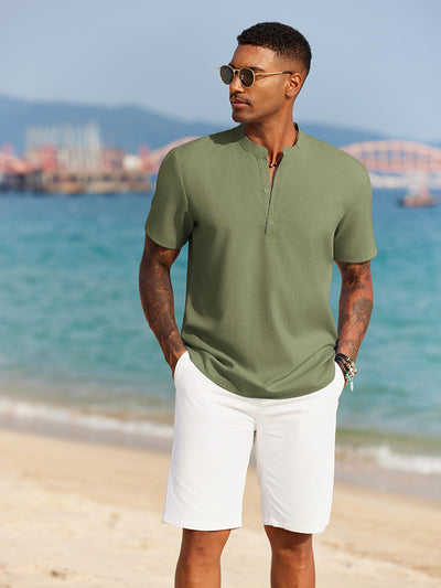 Casual Band Collar Henley Shirt (US Only)