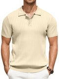 Casual Ribbed Knitted Polo Shirt (US Only)