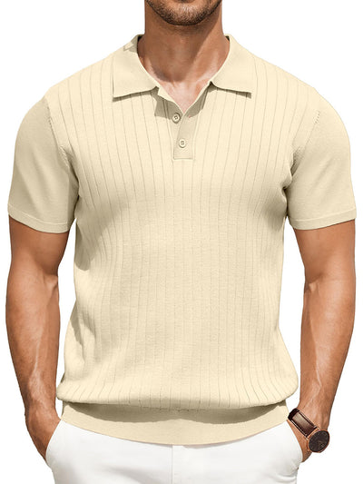 Casual Ribbed Knitted Polo Shirt (US Only)