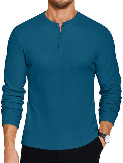 Urban Classic Simple Henley Shirt (US Only) T-Shirt coofandy Denim Blue S 