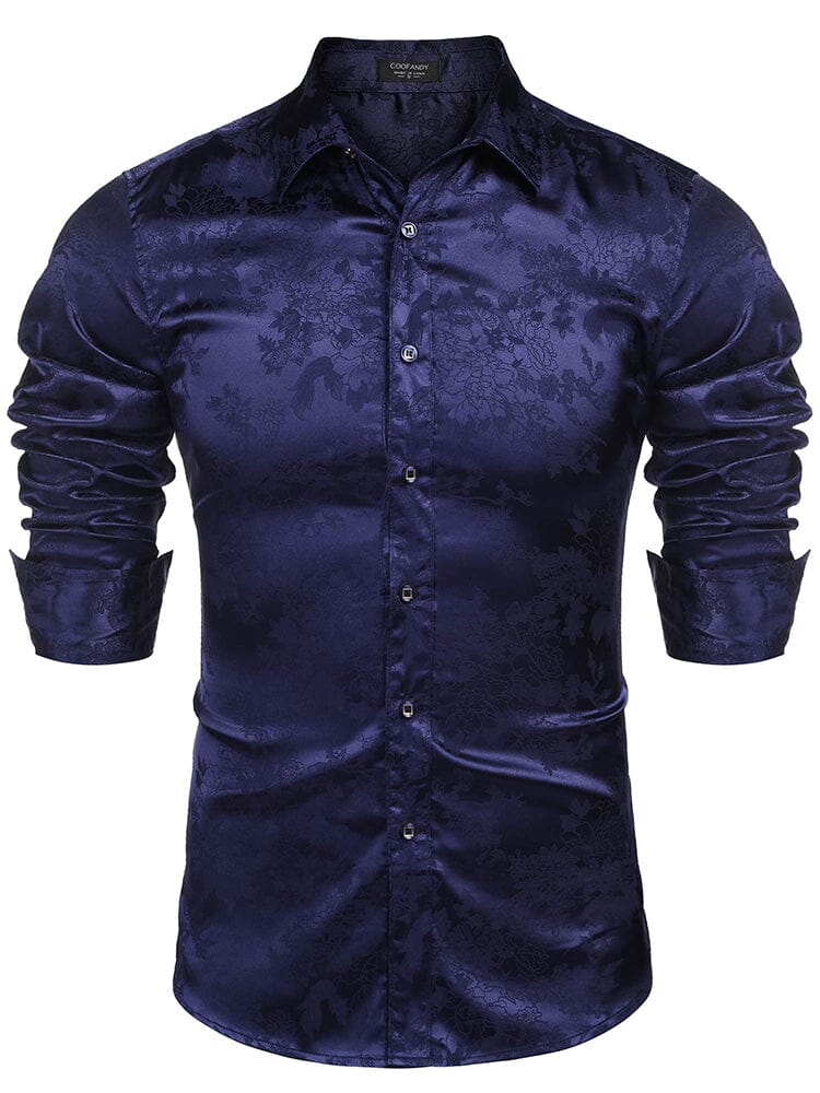 Modern Silk Stain Dress Shirts (US Only) Shirts & Polos coofandy Deep Blue S 