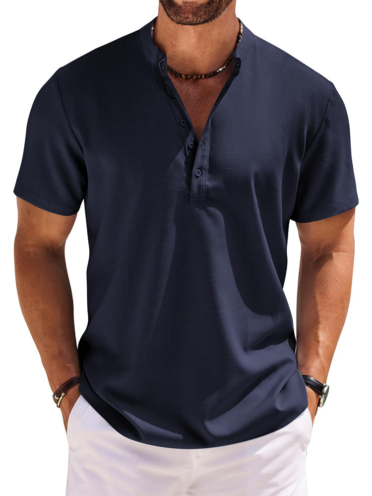 Casual Band Collar Henley Shirt (US Only)