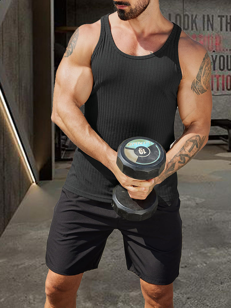 Gym Muscle 2 Packs Ribbed Knit Tank Top (US Only)