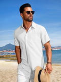 Casual Textured Shirt Shorts Vacation Set (US Only)