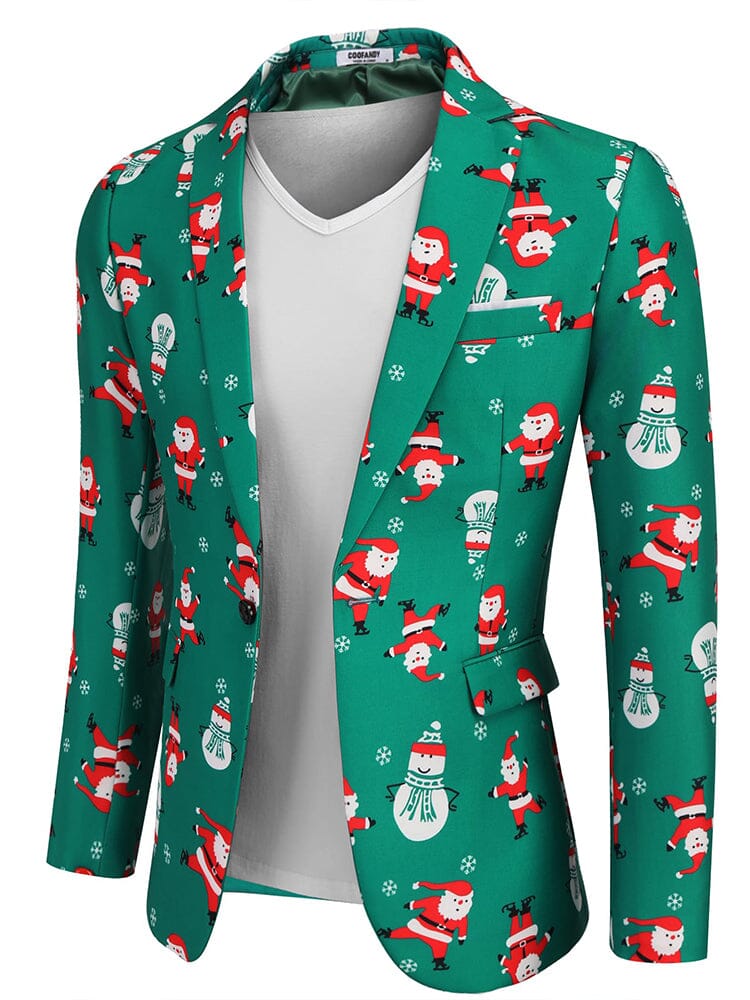 Christmas Suit Party Jacket (US Only) Blazer coofandy Skating Santa Claus S 