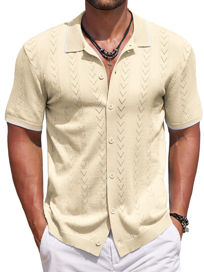 Casual Textured Vacation Knit Shirt (US Only)