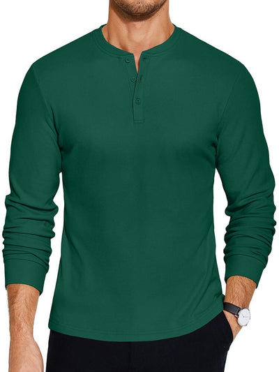 Urban Classic Simple Henley Shirt (US Only) T-Shirt coofandy Dark Green S 