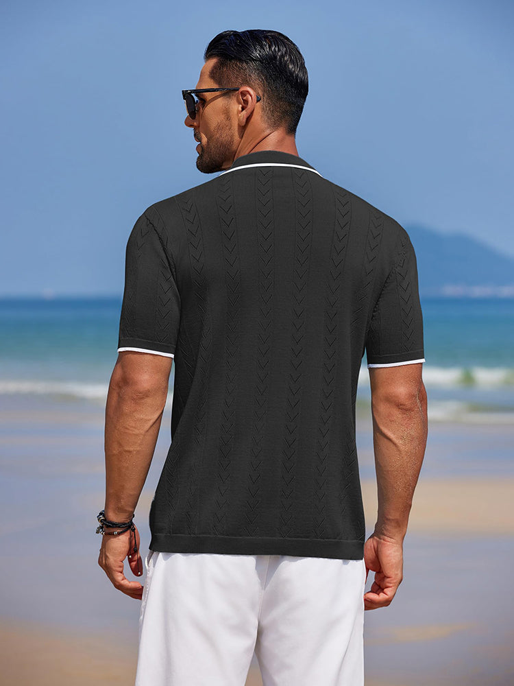 Casual Textured Vacation Knit Shirt (US Only)