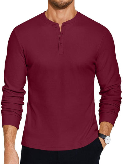 Urban Classic Simple Henley Shirt (US Only) T-Shirt coofandy Wine Red S 