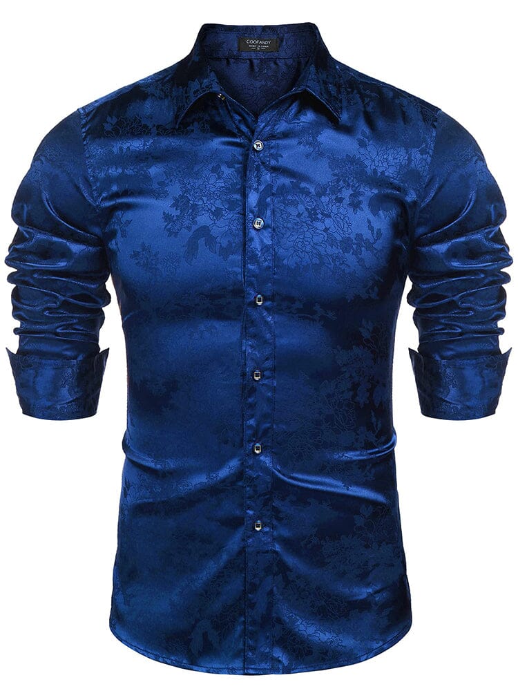 Modern Silk Stain Dress Shirts (US Only) Shirts & Polos coofandy Blue S 