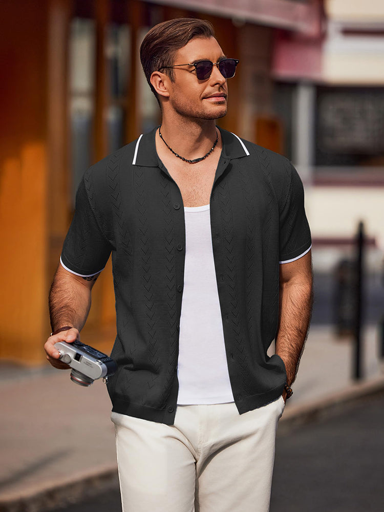 Casual Textured Vacation Knit Shirt (US Only)