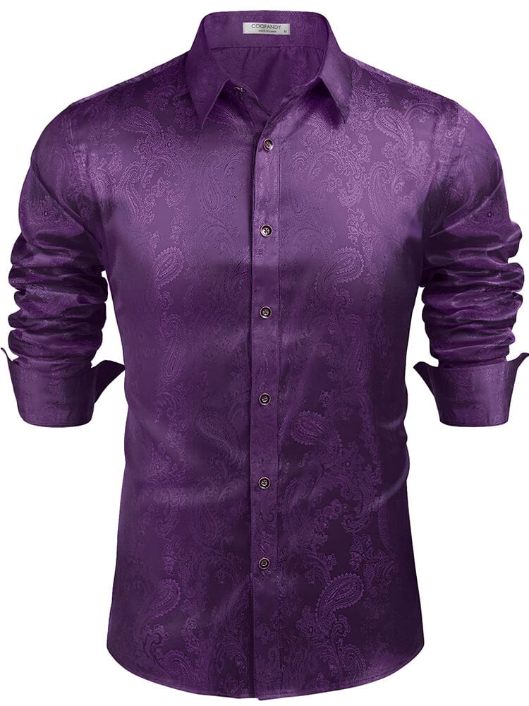 Modern Silk Stain Dress Shirts (US Only) Shirts & Polos coofandy Purple S 