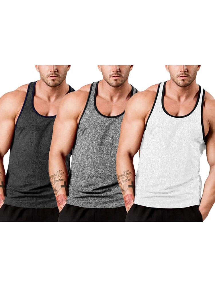 Men's 3-Pack Fitness Vest coofandy Black/White/Grey S 