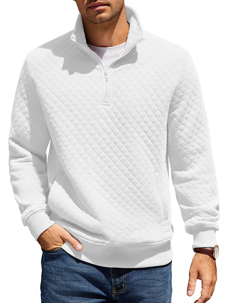 Trendy Quarter Zip Pullover Quilted Sweatshirt (US Only)