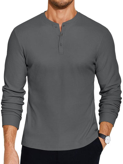 Urban Classic Simple Henley Shirt (US Only) T-Shirt coofandy Dark Grey S 