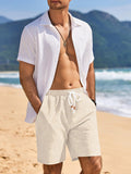 Casual Drawstring Linen Blend Shorts (US Only)