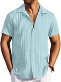 Casual Textured Summer Short Sleeve Beach Shirt (US Only)