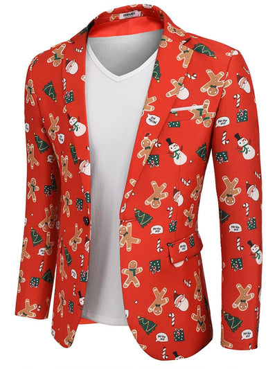 Christmas Suit Party Jacket (US Only) Blazer coofandy Gingerbread Man S 